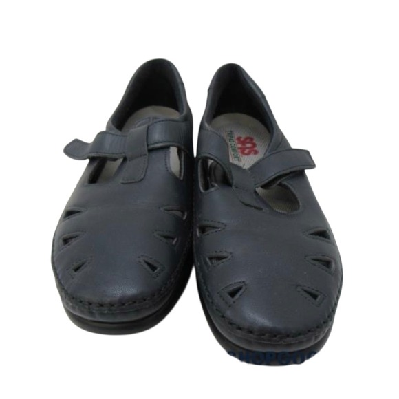 SAS Doris Navy Leather T-Strap Comfort Walking Shoes Women's 9.5 M